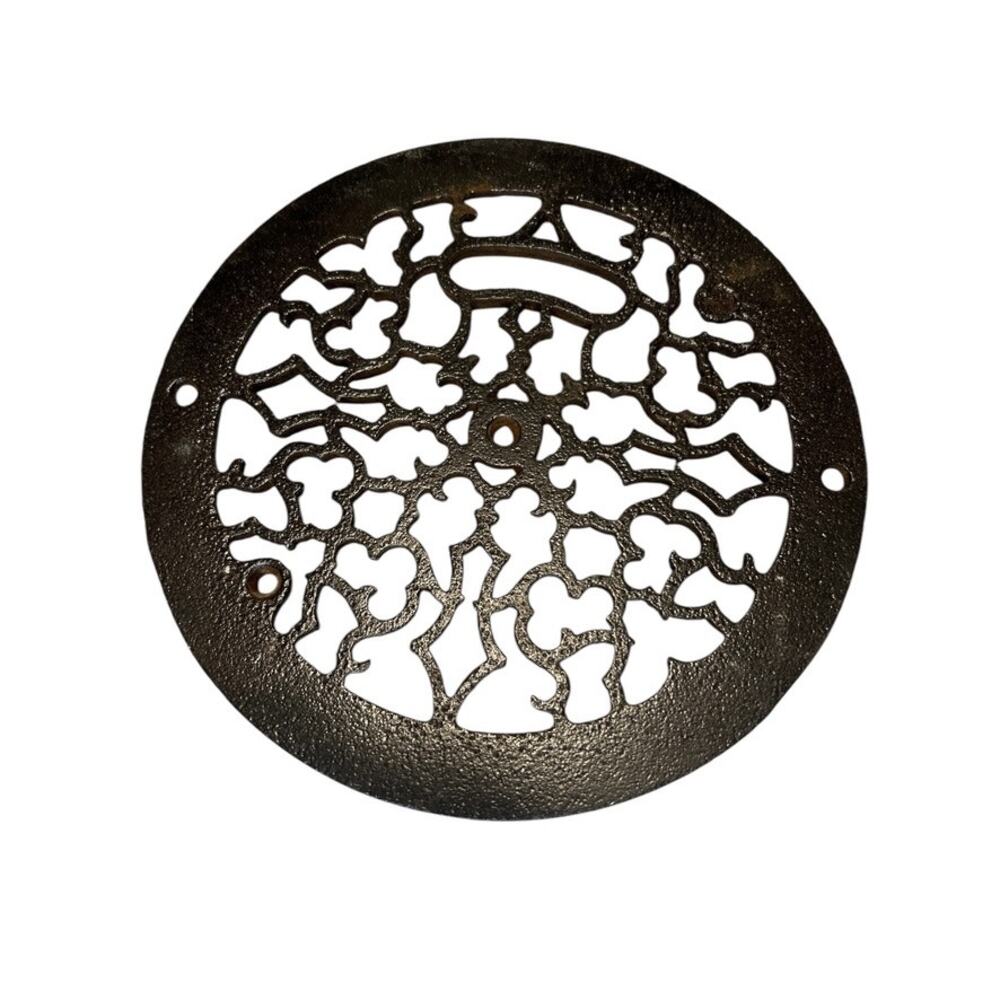 Antique Round Wrought iron Decorative Floor Grate Heat Register Wall Cover